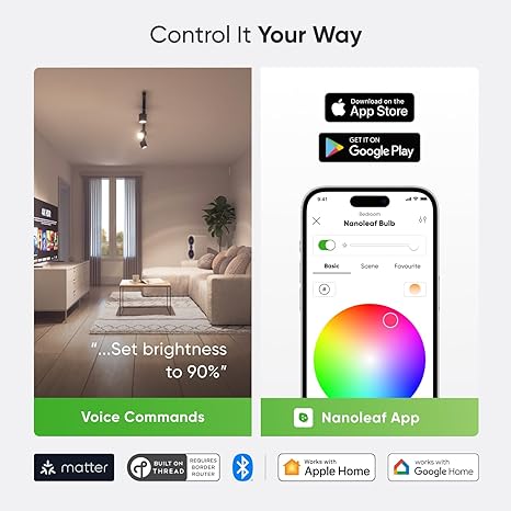 61yDNLo9DAL._AC_SX466_.jpg Nanoleaf Essentials Smart LED Color-Changing Light Bulb (60W)