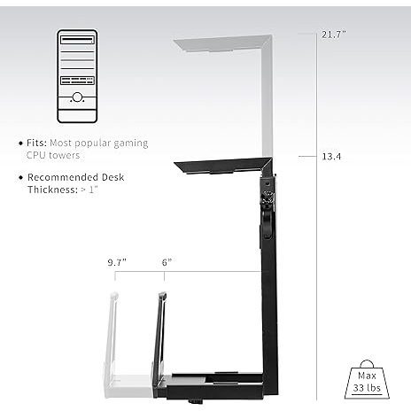 71I2piaczsL._AC_SY450_.jpg VIVO Adjustable Under Desk Gaming PC Mount